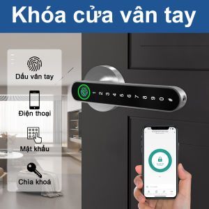 Tay cầm khóa cửa vân tay nắm cửa tròn Phòng mở khoá vân tay thông minh điện tử Văn phòng Tuya Khóa vân tay khóa cửa gỗ phòng ngủ