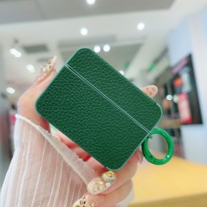 Leather AirPods Case Cover with Keychain Clip Protective Hard Vegan Leather Cover for AirPods 1 & 2 Airpods 3 4 Airpods Pro 2 Charging Case