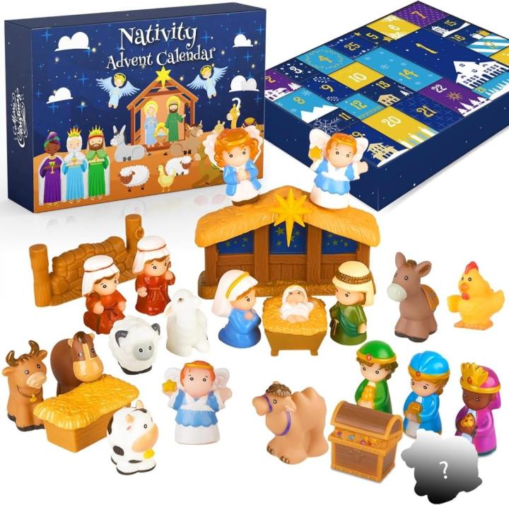 Nativity Advent Calendar 2025 Kids, Christmas Story Nativity Playset ...