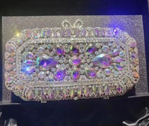 Diamond Dinner Bag Square Champagne Gold Full Diamond Chain Bag European and American Banquet Glass Water Diamond Handheld Bag