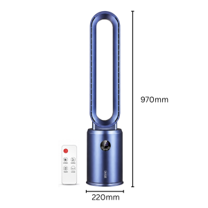 HÒM 40-Inch Remote Controlled Bladeless Tower Fan 6-Meter Airflow HEPA Air Purification DC 3 Speed Settings