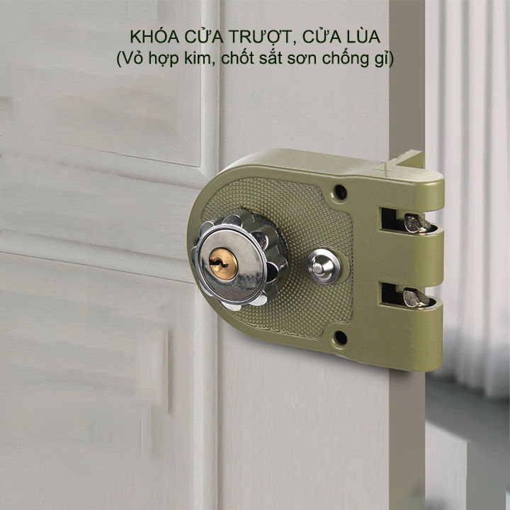 Khóa cửa trượt-lùa bằng hợp kim chắc chắn kèm 3 chìa khóa, dùng cho cửa ...