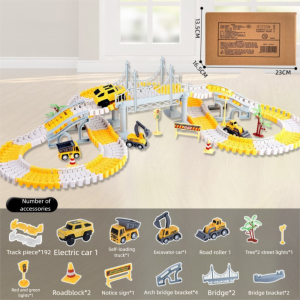 NEXASHOP Plastic DIY Racing Track Set Interesting DIY 146/231 Pieces Rail Car Toy Set Yellow White Flexible Race Track Kids