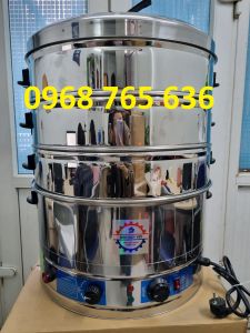 Nồi hấp bánh bao xôi gà pate... size 40cm 3 tầng chạy bằng điện INOX304