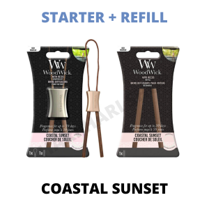 WoodWick Auto Reeds Car Fragrance Starter Kit Hanging Car Air Freshener with Scented Bamboo Reeds