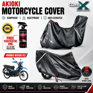 AKIOKI COREX Motorcycle Cover for Honda RS125 F with fantastic xml – Waterproof Convertible Motor Cover with Strap Lock