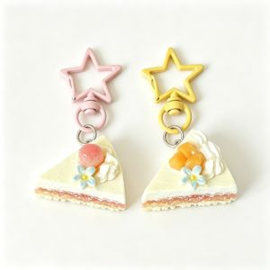 2pcs 3D Bánh sao Keychain cho túi xách nữ mặt dây chuyền mới lạ xoài tam giác kem tráng miệng nhựa Dây Móc Khóa Kawaii cô gái phụ kiện Quà Tặng