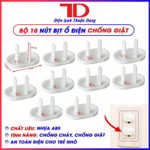 Bộ 10 Nút bịt ổ điện cao cấp chống giật chống cháy giữ an toàn cho bé 2 chânĐiện Lạnh Thuận Dung