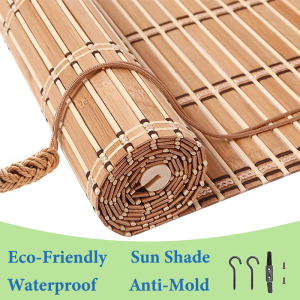 60/80/100/120/140/150/160/180cm Natural Real Bamboo Roll Up Blinds Sun Shade Privacy Curtain for Home Balcony Office