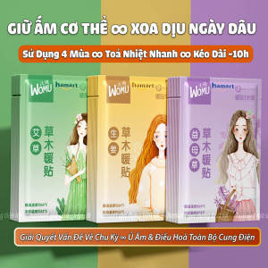 COMBO 3 Miếng Dán Giữ Nhiệt Cơ Thể WOMU Miếng Dán Đau Bụng Kinh Hamart Thảo Dược Thiên Nhiên SIZE LỚN 3 VỊ