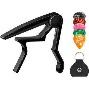 Guitar Capo for Acoustic Guitar 6 String and 12 String Guitar Capo with Pick Holder and Picks Metal Capo for Ukulele Mandolin Banjo