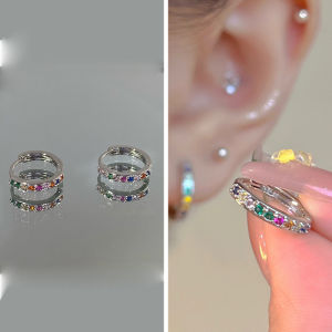 S925 Shiny Zircon Butterfly Hoop Earings for Women Silver Piercing Earrings Set Earrings for Women Set Fashion Accessories Jewelry Set