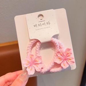Sweet Pink Mini Sakura Hair Clips / Cherry Blossom Resin Headrope / Sweet Cherry Blossom Hair Clips / Mini Sakura Hair Clips / Y2k Hair Accessory Set / High Elasticity Hair Rope Hair Accessories