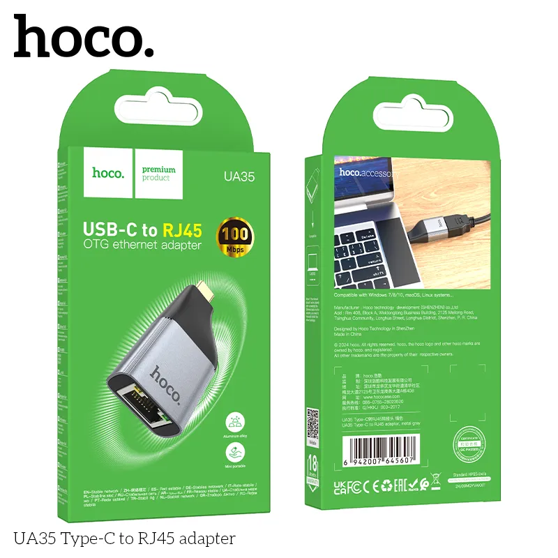 HOCO UA35 Type-C to RJ45 Adapter description image 3