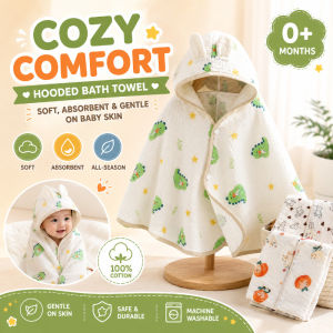 Kids Hooded Bath Towel Cotton Gauze Cartoon Cloak Bathrobe Soft Absorbent Baby Beach Swim