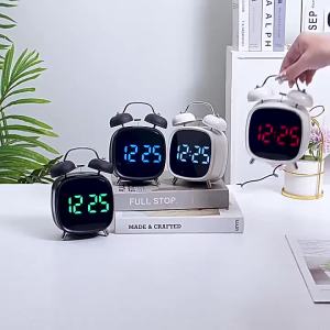 Creative High Volume Metal LED Alarm Clock GH8032 4 Inch LED Display Digital Twin Bell Ringing Clock For Home And Office Bedside