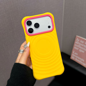 Wave Texture Silicone Phone Case for iPhone 13 14 15 16 17 18 Pro Max Contrast Color Camera Frame Shockproof Soft Protective Casing Anti Slip Phone Cover