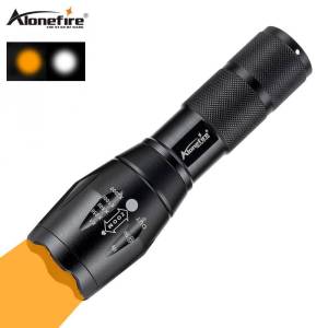 Alonefire E17 Orange Yellow Led Flashlight White Light Zoomable Waterproof Torch 3800 Lumens 18650 For Camping Lantern