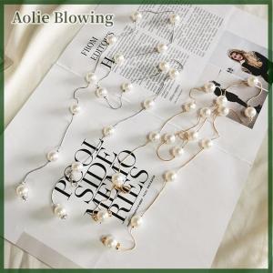 Aolie เข็มขัดผู้หญิงประดับมุกแบบเรียบง่ายปรับได้สายโซ่โลหะบางสำหรับสุภาพสตรีชุดเดรสสายรัดเอวแบบบางเครื่องประดับตกแต่ง