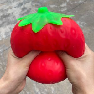 Giant Strawberry Squishy Toy Large Size Strawberry Fidget Toys Slow Rising Shapeable Venting Ball for Adults Friends Gifts