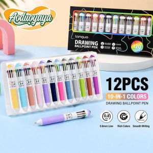 Aoduoyaya 6/12PCS 10 in 1 Colors Multicolored Ballpoint Pen 116 Colors 0.8mm Silicone Student Pen Kids Painting And Graffiti School