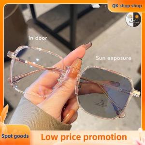 ✨QK shop✨ New Photochromic Glasses Anti Blue Glasses Men Women Color Changing Eyeglasses Anti UV Sunglasses Square Clear Frame Eyewear