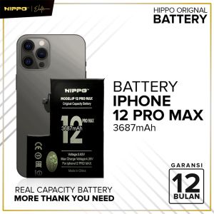 Hippo Battery iPhone 12 Pro Max 3687mAh Original Cell Baterai Batere Batrai