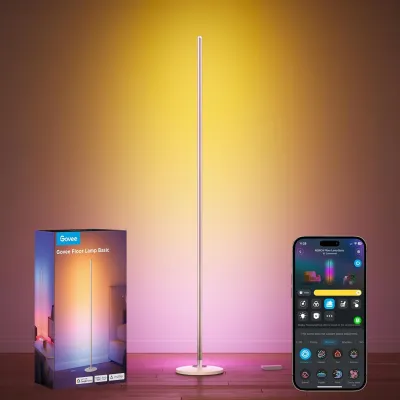 Govee RGBIC Floor Lamp Basic 1000lm LED Corner Lamp Black | Compatible with Alexa and Matter Modern Floor Lamp with Music Sync and 16 Million DIY Colors Standing Lamp for Bedroom
