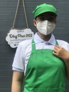 Tạp dề phục vụ tạp vụ vải kaki xanh lá