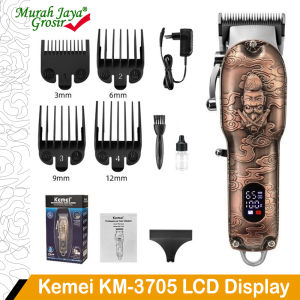Paket Alat Cukur Barbershop Kemei KM-3705 Hair Clipper LCD Display Mesin Pangkas Rambut Rechargeable
