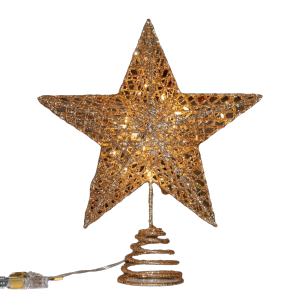 KUMAYES Lightweight Christmas Tree Topper Decorative Metal Tree Top Star Happy New Year Xmas Ornament Glitter Christmas Star Christmas Decorations