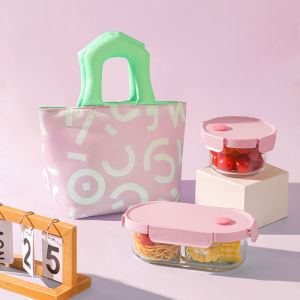 【Fei_fei】กระเป๋าถือวาดมือกราฟฟิตี้ ถุงเบนโตะ กันน้ำและฉนวนความร้อน เหมาะสำหรับนักเรียน พนักงานออฟฟิศ ปิกนิก