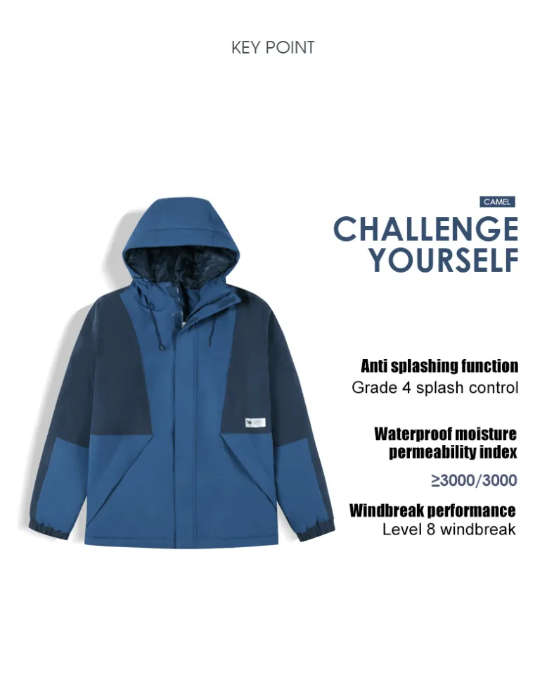 Cameljeans Mens Jacket Winter Color Matching Tide Brand Outdoor