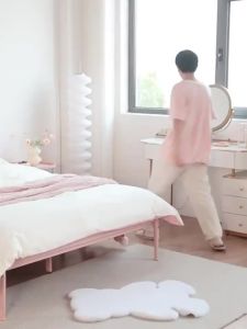 [CozyNest ]Northern Europe Bed Cat Ears Single Bed Simplicity Platform Bed Modern Double Bed