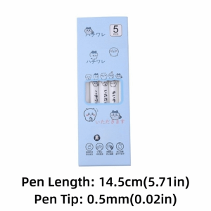 MEMGOUO 5pcs/set 0.5mm Chiikawa Neutral Pen Super Smooth Black Ink Cartoon Ballpoint Pens Exam Pens Quick Dry Automatic Pressing Pen Student Stationery