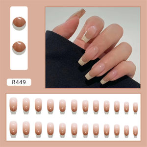 FenHuan 【Local Delivery 】24PCS Summer Fresh And Sweet Cool Wind Manicure Wearing A French Line Cartoon Cute Chessboard Plaid Flowers Blooming Detachable Fake Nails Finished【 】