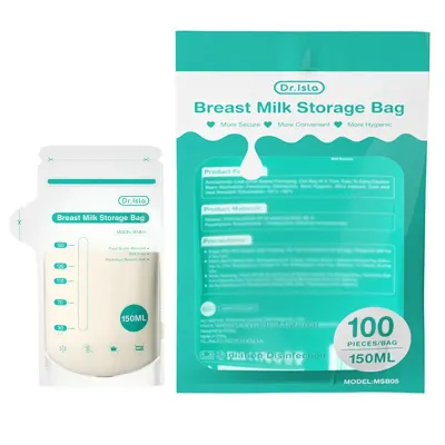 Dr.Isla Breast Milk Storage Bags 30PCS Dual Layer Seal BPA-free 150ml Leak Proof MSB05