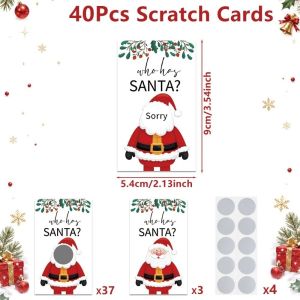 MODERNLUX 40pcs Santa Santa Party Game Cards Who Has Santa Whos has Santa Scratch-Off Game Cards Party Game Cards Christmas Event