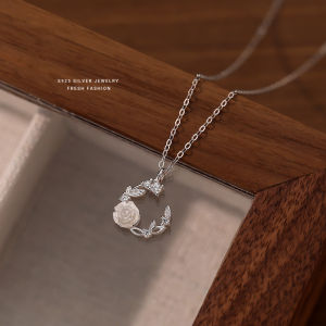 JYJIAYUJY 100% Whole Original Sterling Silver S925 45CM Necklace Chain In Stock 15MM Flower Zircon High Quality Fashion Hypoallergenic Jewelry Gift Daily Use JYN60