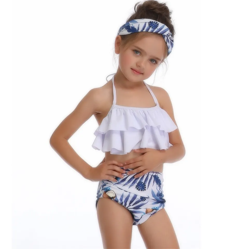 Toddler Baby Girls One-piece Bikini Swimsuit Print Ruffle Bodysuit Beach  Swimwear 2-3 Years 