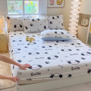Dansunreve Capybara Fitted Bedsheet Cartoon Sanrio Labubu Shin-chan Fittedsheet Non-Slip Elastic Bed Sheet Single/Queen/King