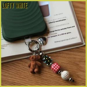 Lofty White พวงกุญแจโทรศัพท์รูปดอกไม้การ์ตูนน่ารักสำหรับผู้หญิงกระเป๋าเครื่องประดับประดับลูกปัดหลากสี Y2K ของขวัญเครื่องประดับแฟชั่น
