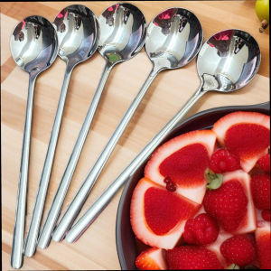 Bộ 5 Muỗng Cơm Inox 304 Cán Dài 20cm Đa Năng - Thìa Cơm Bạc Vàng Kiểu Hàn