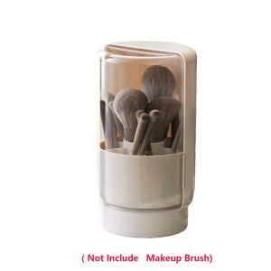 NO4 PANDA 360 Rotating Makeup Brush Holder Large Capacity Side Door Dustproof Lipstick Eyebrow Pencil Holder Luxury with Lid Brush Pen Holder for Vanity Makeup Container