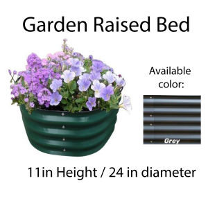 Outdoor Garden ( Galvanized Raised Garden Bed Premium Oval  11 inch height  x 24 inch or 48 inch diameter