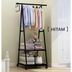 Triangle stand hanger gantungan baju berdiri rak gantung serbaguna Rak susun Hanger Baju Serbaguna dengan Roda