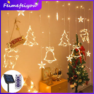 solar xmas lights outdoor waterproof christmas lights led fairy curtain decorations items 2023 xmas gift for home decor waterproof IP44 blinking Christmas decoration lamp 8 modes 220V EU plug with remote control