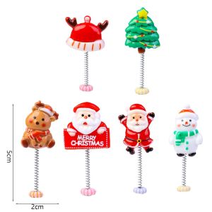 6Pcs/set Creative Christmas Bobble Head Cartoon Santa Claus Snowman Elk Car Center Console Dashboard Decoration Car Interior Supplies