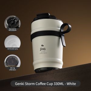 BINCOO Coffee Cup Leak-proof Ceramic Liner Coffee Mug Thermal Tumbler Portable 316 Stainless Steel for Home Office Outdoor Travel and in Car 330ML