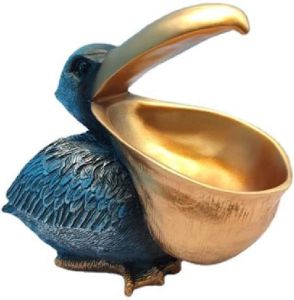 Creative Resin Statues The Pelican Statue Birds FigurinesCell Phone and Keys Holder Adornments for Home & Office Desk Decor 8.1" inches (Blue)